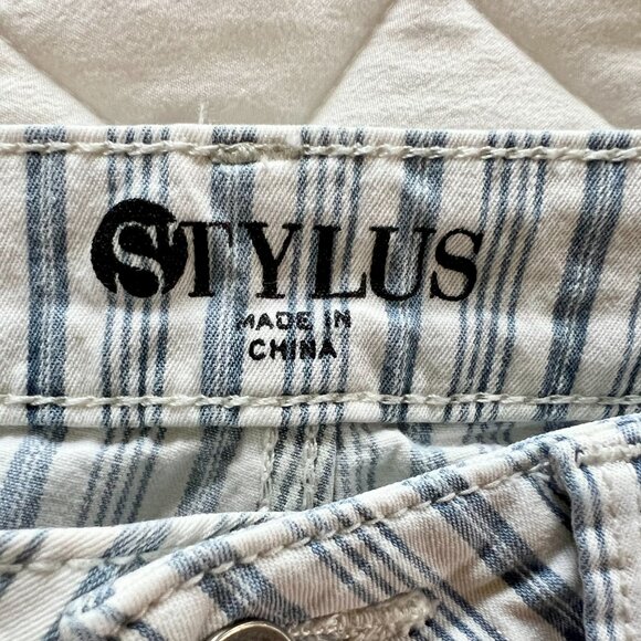 Stylus Blue & White Stripe Skinny Ankle Pants - Picture 3 of 6